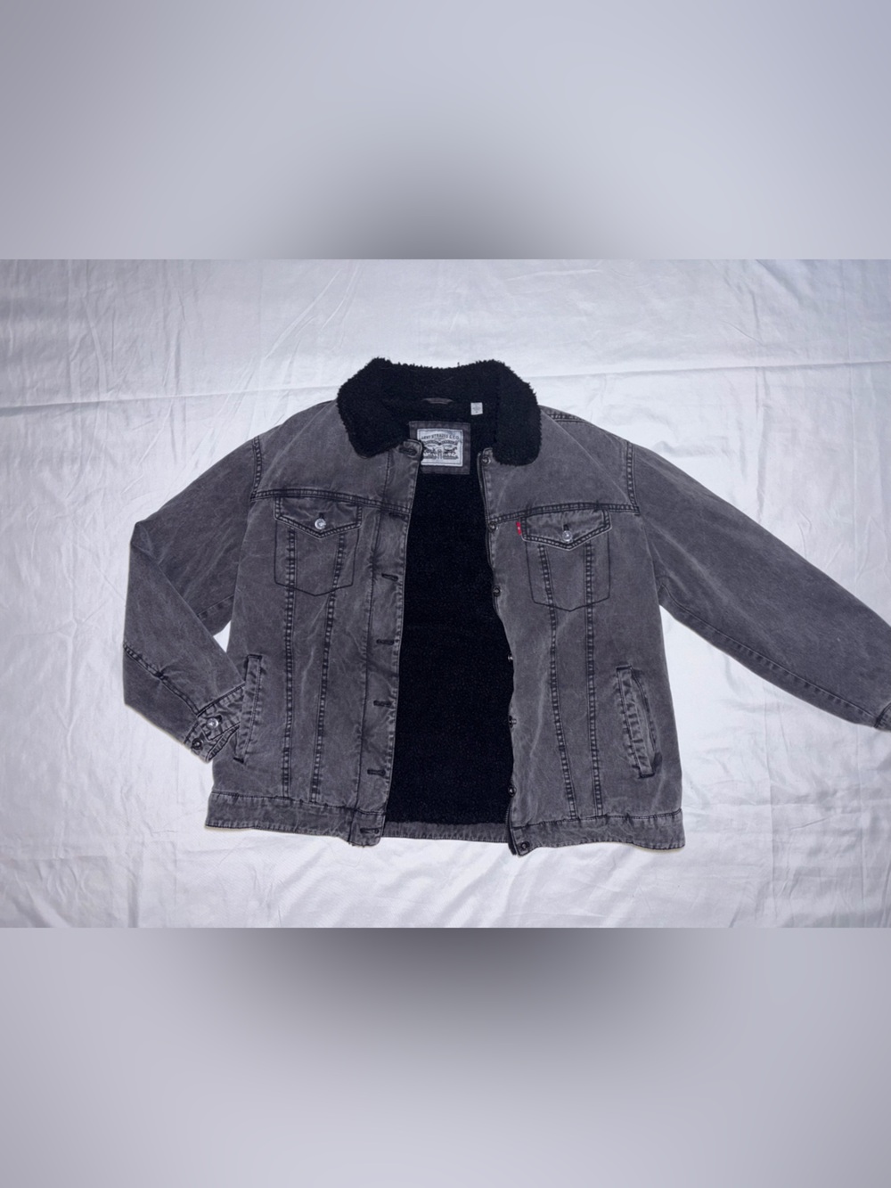 VINTAGE Levi's Black Sherpa-Lined Trucker Jacket